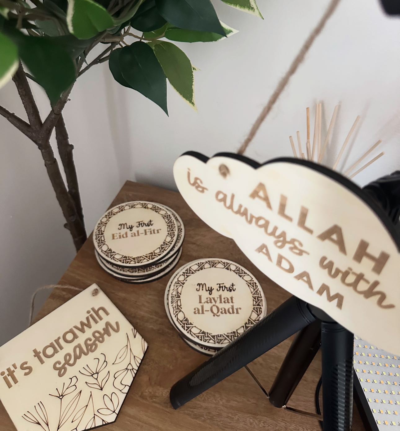 Rattan Style Islamic Baby Milestone Discs