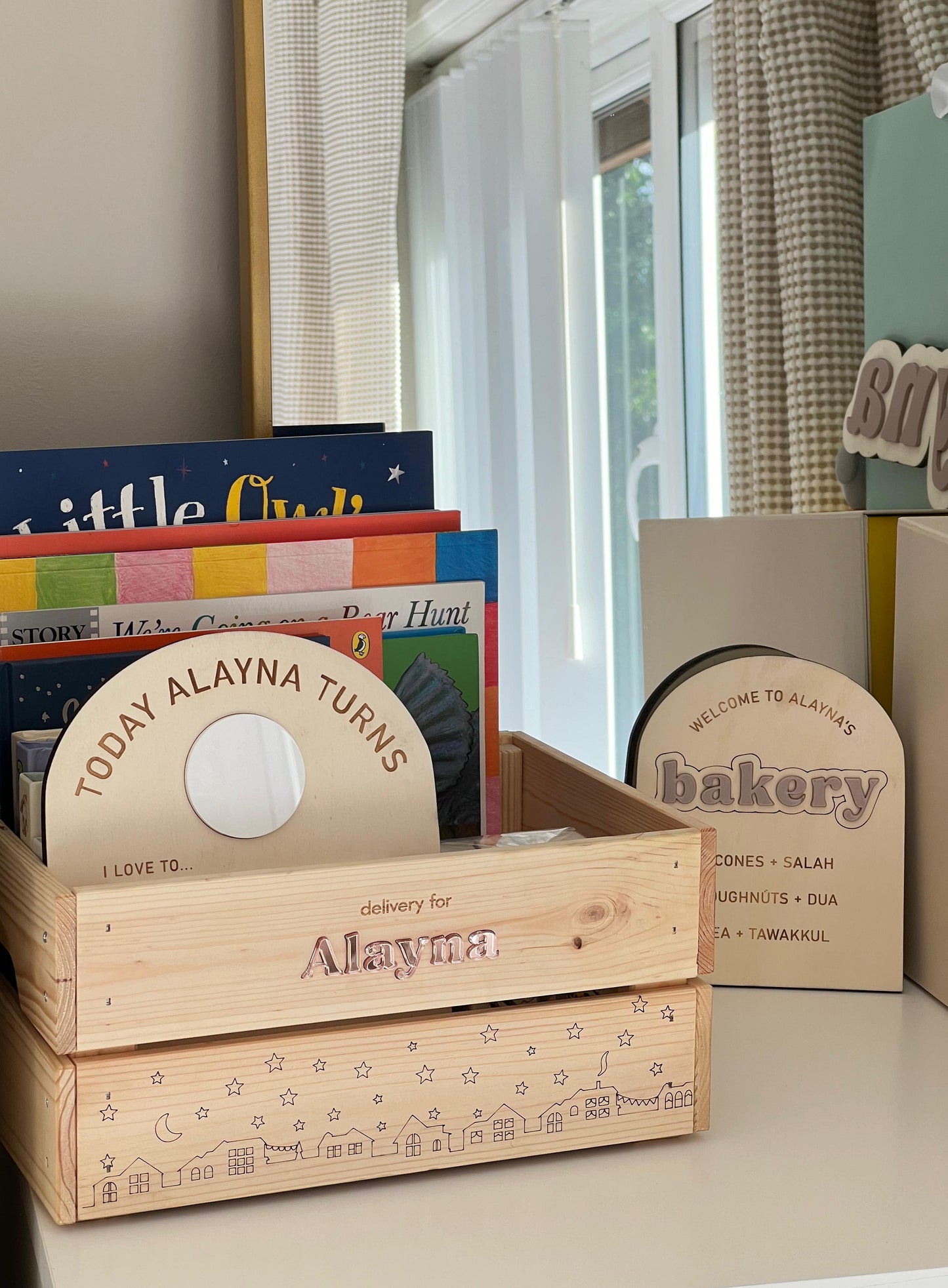 Personalised ‘Delivery for’ Wooden Gifting Crate (Houses Edition)
