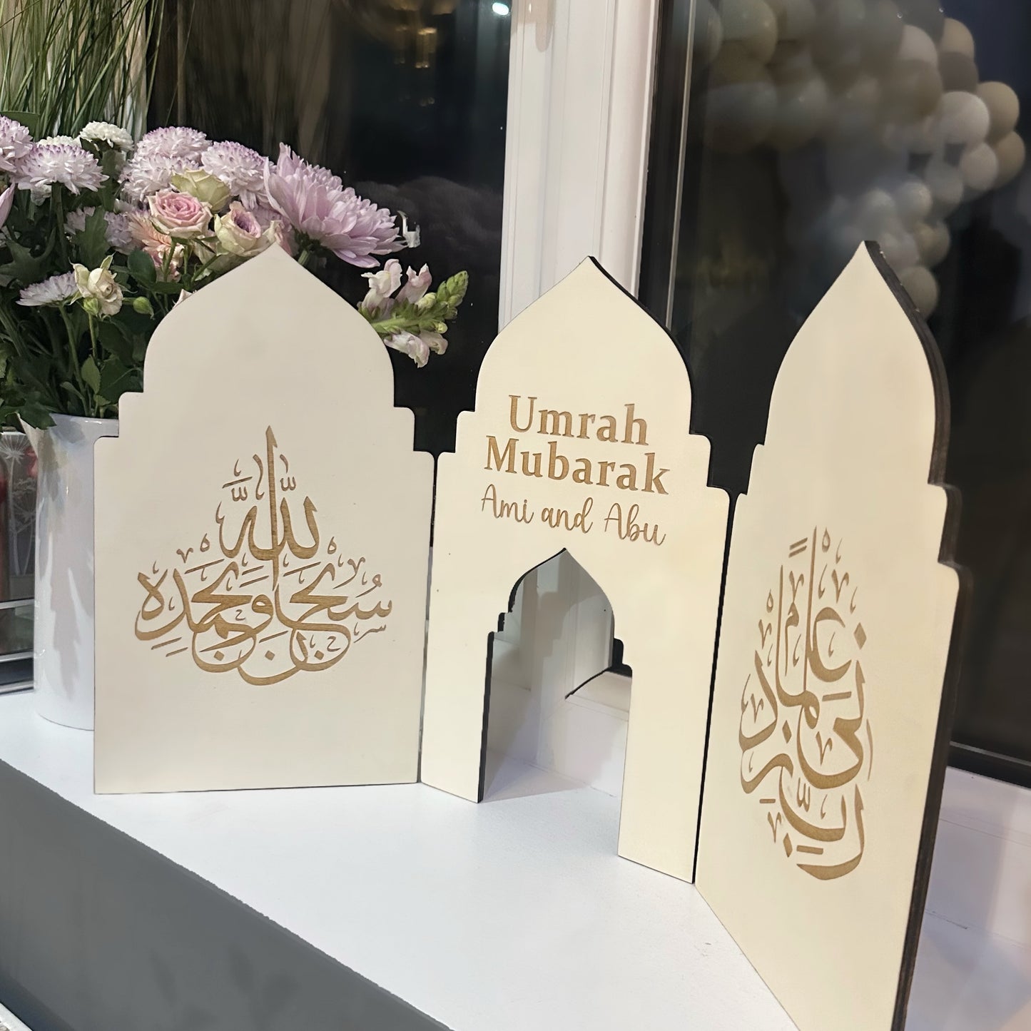 Mini Masjid Playhouse Plaque Stand Islamic Wooden Decor