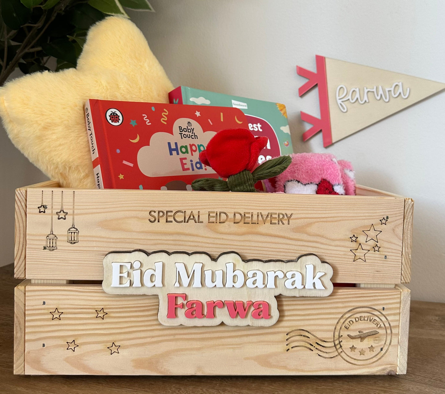 Eid Mubarak Special Delivery Crates Personalised Wooden Islamic Gifts Decor