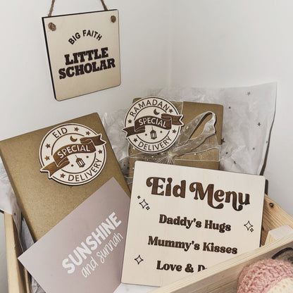 Eid Menu Role Play Plaque: Hugs, Kisses, Love and Duas (No Acrylic)