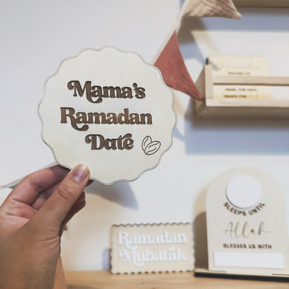 Mama's Ramadan Date - Wavy Wooden Plaque