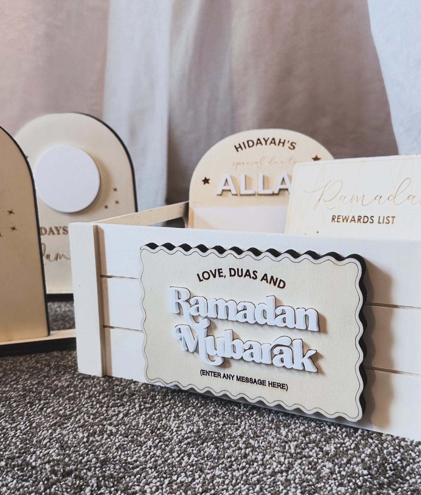 Personalised Wavy Love, Duas, Ramadan Mubarak Gifting Crate/Box (Triple Layered and Lightweight)