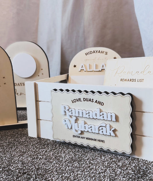 Personalised Wavy Love, Duas, Ramadan Mubarak Gifting Crate/Box (Triple Layered and Lightweight)