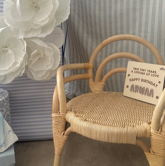 Personalised Happy Birthday Hearts & Flowers Wooden Plaque