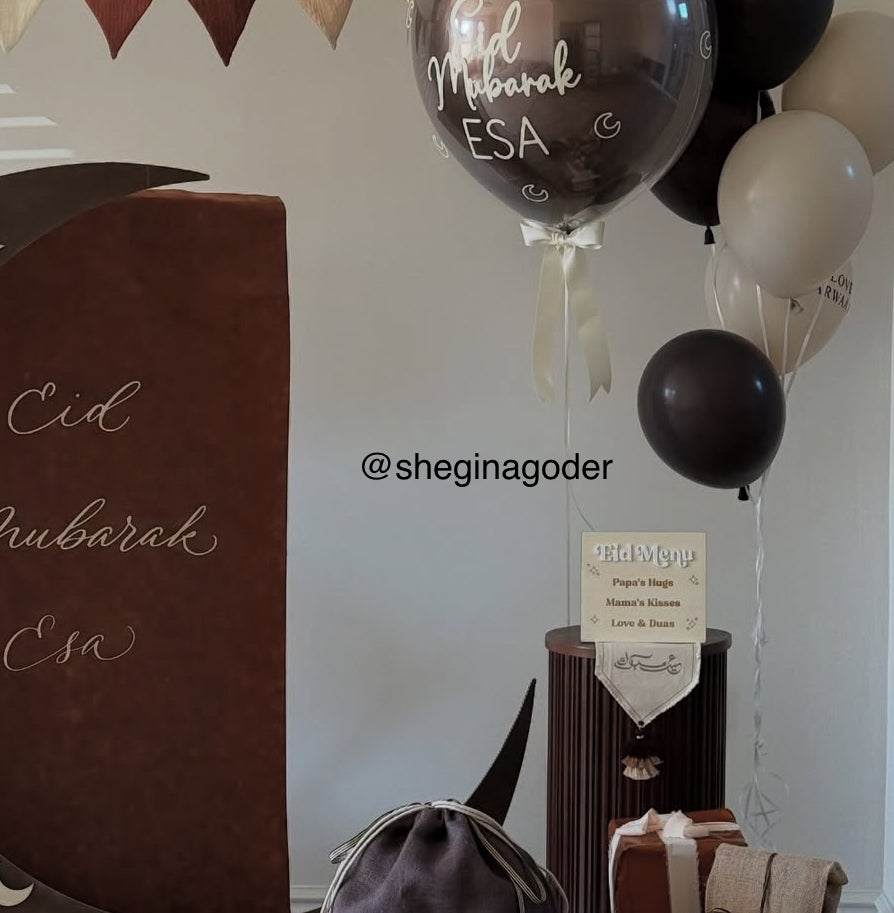 Eid Menu Plaque: Hugs, Kisses, Love and Duas