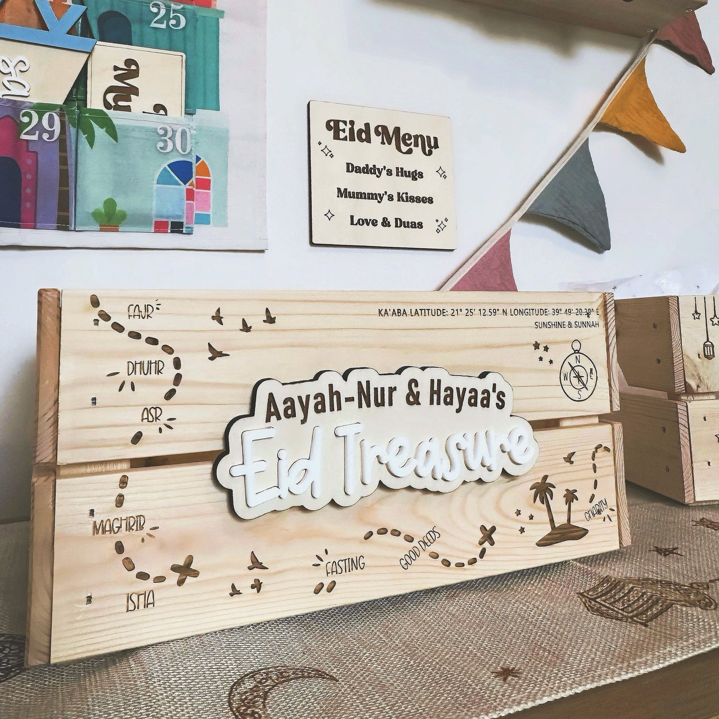 Personalised Wooden Eid Treasure Crate Box – Ramadan Journey to Eid