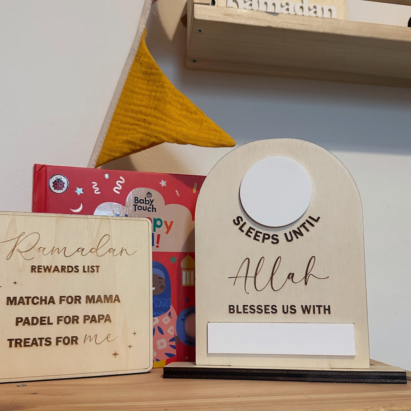 'Sleeps Until Allah Blesses Us' Wooden Dry Wipe Countdown Board