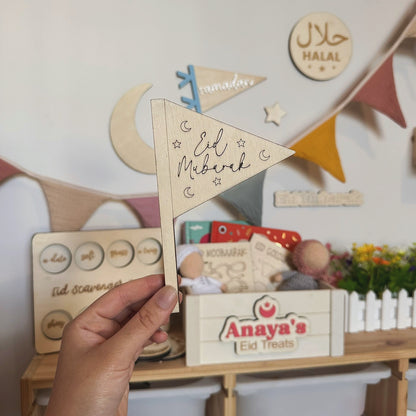 Eid Mubarak Wooden Decorative Flags (5 Variations)