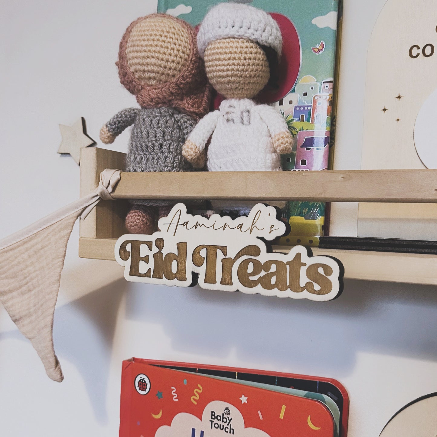 Personalised Wavy Wooden Eid Treats Plaque