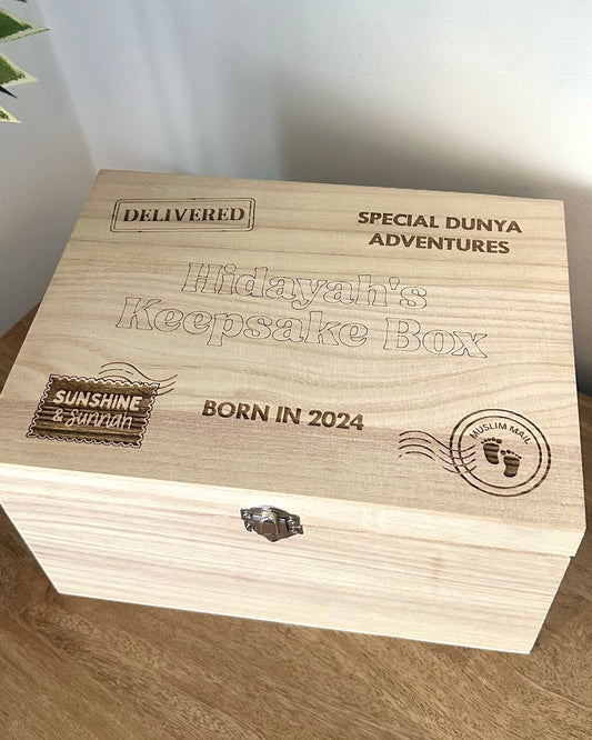Personalised “Special Dunya Delivery” Islamic Keepsake Box (Large)