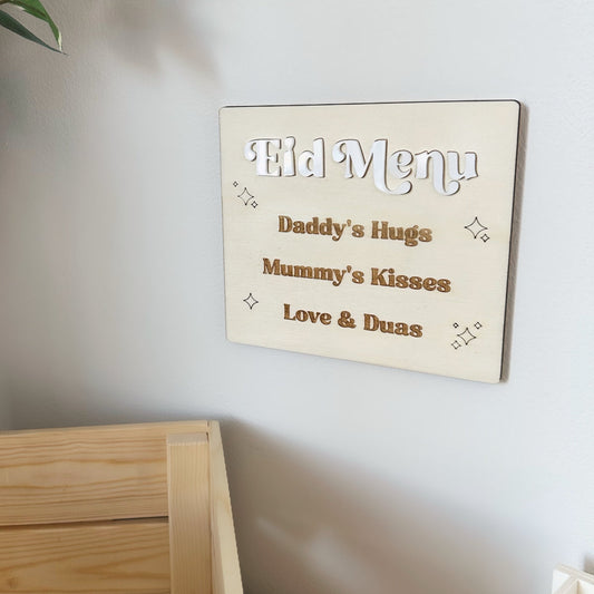 Role Play Eid Menu Plaque Islamic Decor Gifts Love and Duas