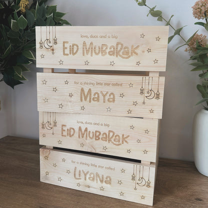 Wooden Personalised Eid Mubarak Gifting Crate Box