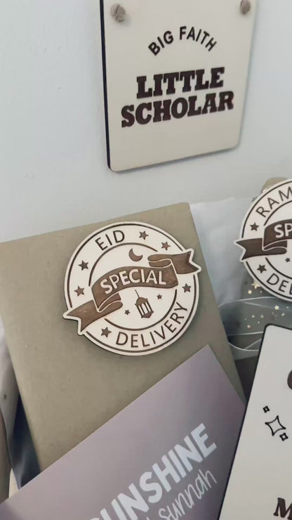 Special Eid/Ramadan Delivery Wooden Discs (For Wrapped Gifts, Baskets, Boxes, Hampers, Photo Props)